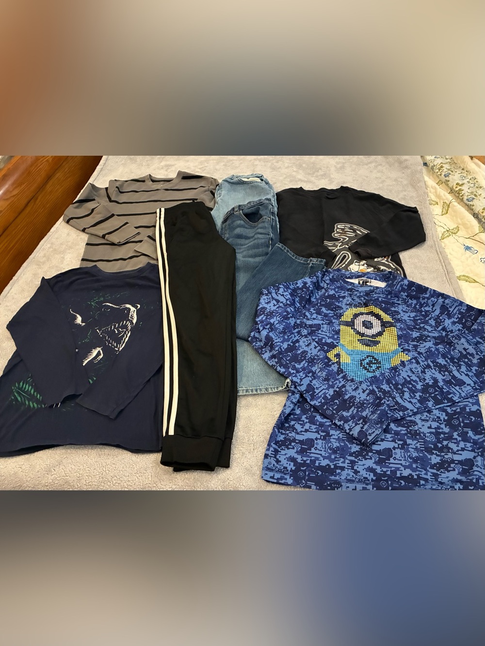 Kids Boys Bundle 7 Piece - 3 Pants 4 Long Sleeve Shirts Size 10/12